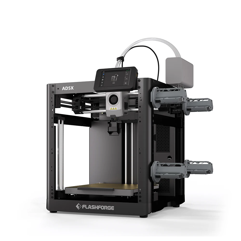 طابعة FLASHFORGE AD5X ثلاثية الأبعاد، نظام خيوط ذكي للطباعة متعدد الألوان، بنقرة واحدة، التحكم في مجموعة التسوية التلقائية