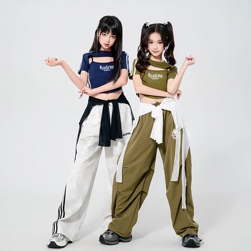 الهيب هوب K-pop المحاصيل الأعلى السراويل البضائع الأطفال الشارع الرقص الزي الاطفال الشارع الشهير ازياء فتاة مجموعة الجاز الملابس مجموعات XH2646