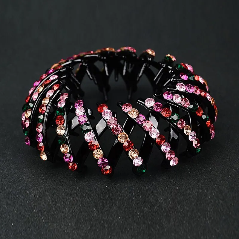 Women Bun Crystal Hair Claw Fashion Female Ponytail Headwear Horsetail Buckle Hair Clip Bird Nest Expanding Hair Accessories