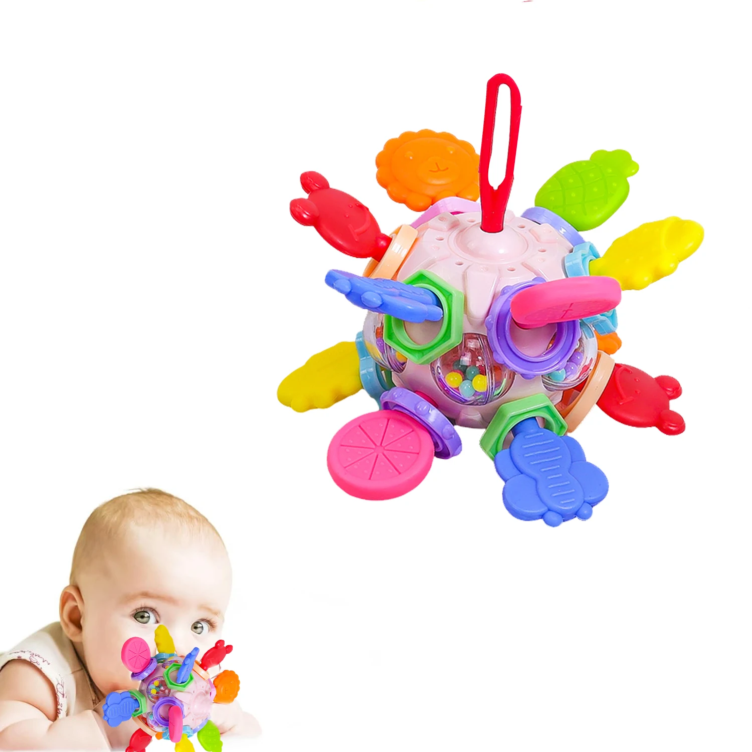 Juguete para bebé Manhattan bola redonda de silicona suave Bola de agarre de mano sonajero Infantil mordedores masticables juguetes para bebés de 0 a 12 meses