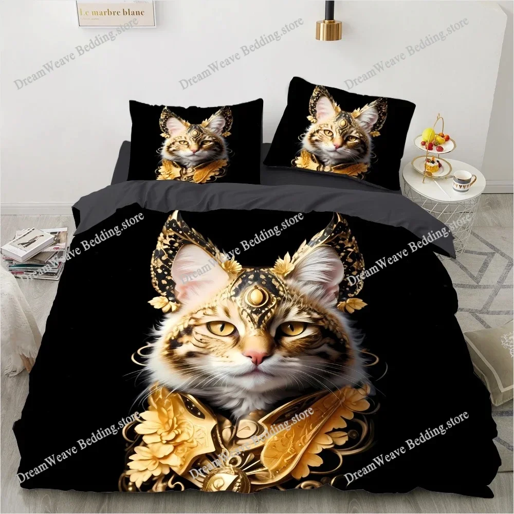 

King Size Cat Bedding Set – 3D Printed Duvet Cover Set Bed Linen Queen Luxury Bedrooms & Gifts (Cat, flowers, moon) Luxury Gift9