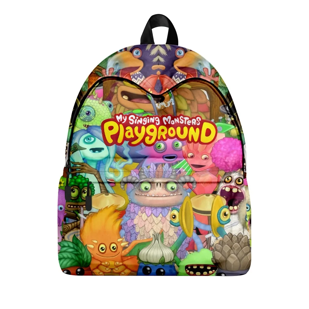 Cartoon Youthful my singing monsters Student School Bags Notebook Backpacks 3D Print Oxford Waterproof Funny Travel Bags