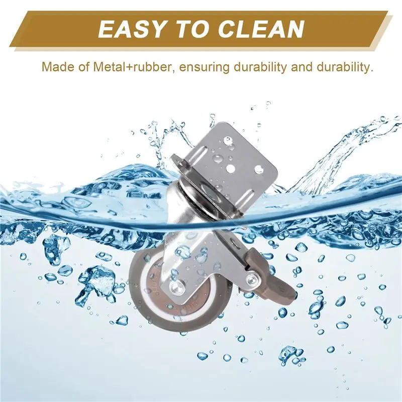 A98E-Side Mount Casters, 2 Inch Furniture Wheels, Lshaped Rubber Casters Set Of 4, 360-Degree Locking Swivel Top 4Pack