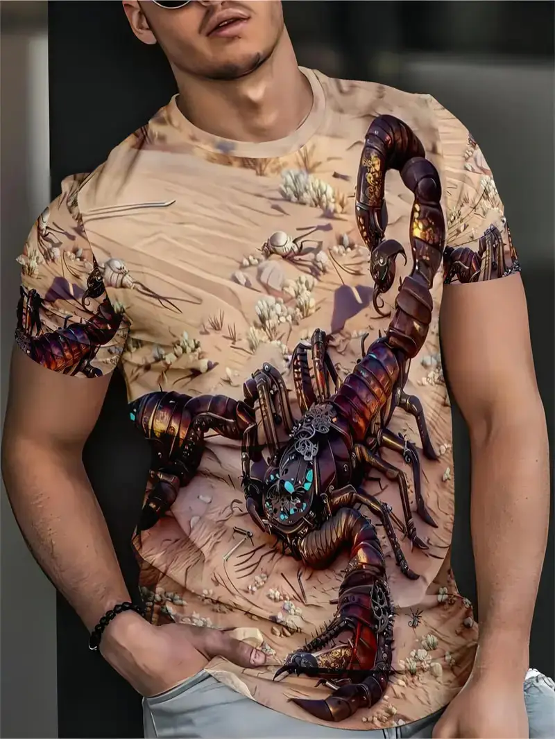 Animal Scorpion Pattern T shirts For Men/Women 3D Printing Street Trend T-shirts Summer Short Sleeve Tops Oversized Man Clothing