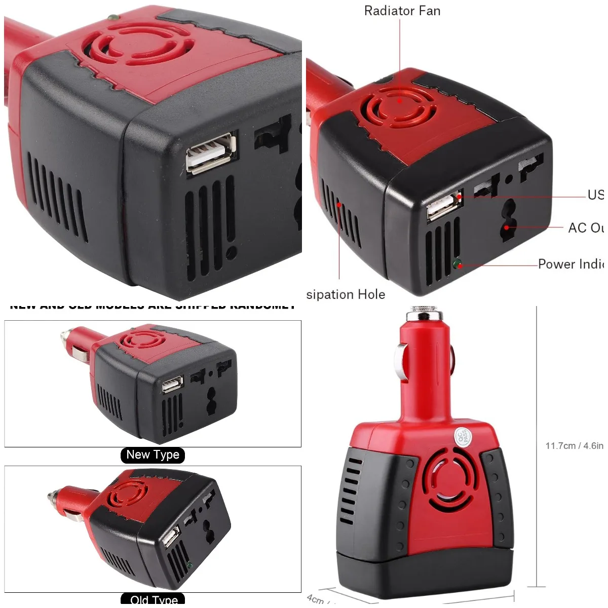 

150W DC to AC Inverter, Dual USB Ports, 12V to 220V Car Adapter, Compact for Travel & Camping