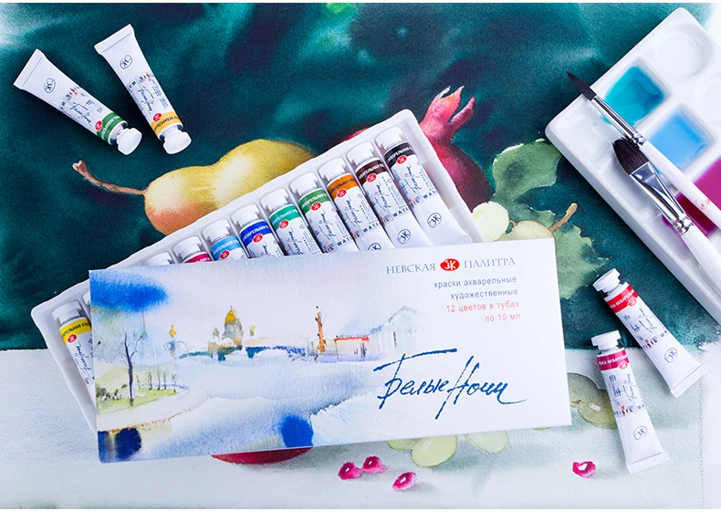 Russisches White Nights Professional Aquarellfarben-Set, 12/24 Farben, 10-ml-Tuben, hochwertige Künstlerbedarf für Künstler. – Detail 6