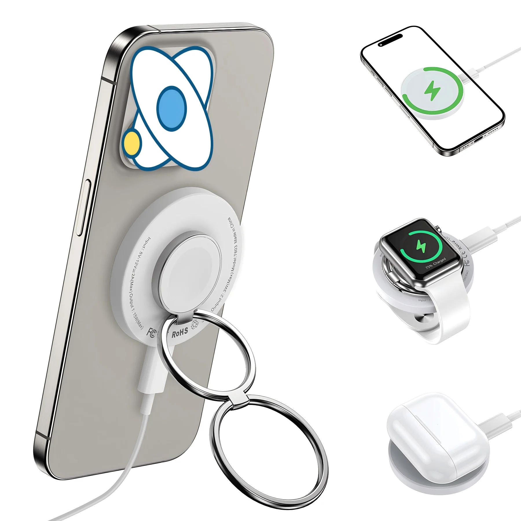 

Creative and popular new product: Magsafe portable folding ring 3-in-1 magnetic wireless charger