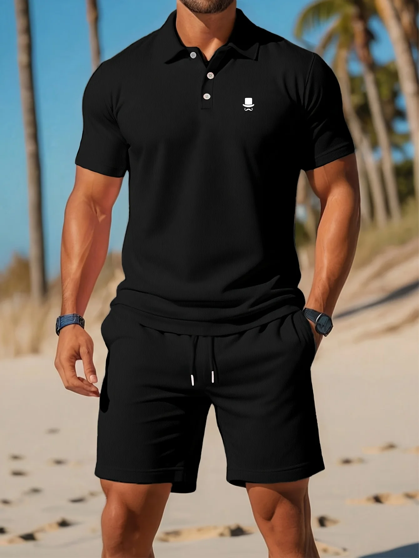

Men's Summer Sports Polo Set Short-Sleeve Fashionable Button-Down Polo Shirt and Shorts Set – Men's Casual Streetwear Sports Set