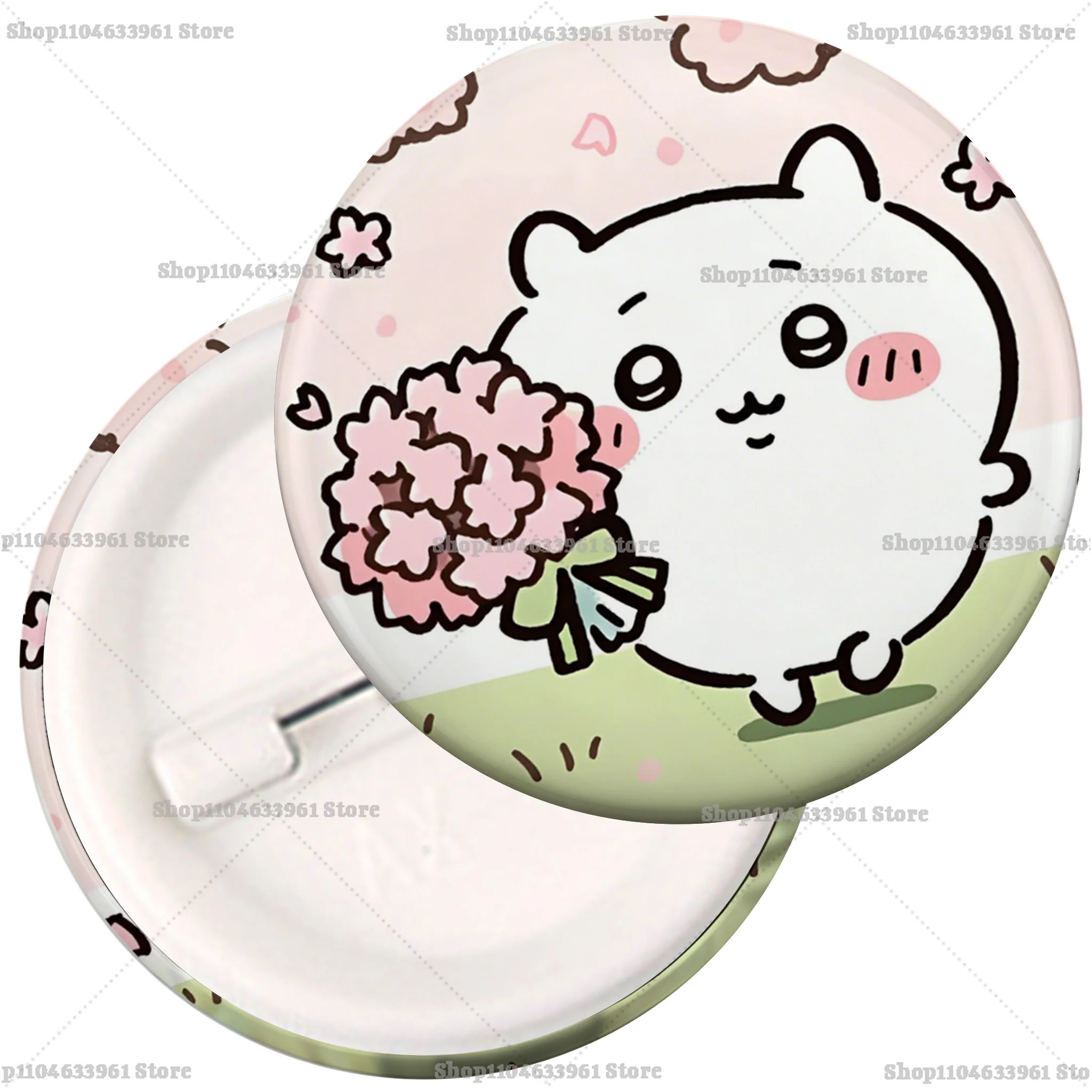 58mm Chiikawa Anime-Anstecknadeln: Kreative Hachiware Usagi Broschen, Runde Abzeichen für Rucksack und Kleidung, Dekorationsgeschenk – Detail 3