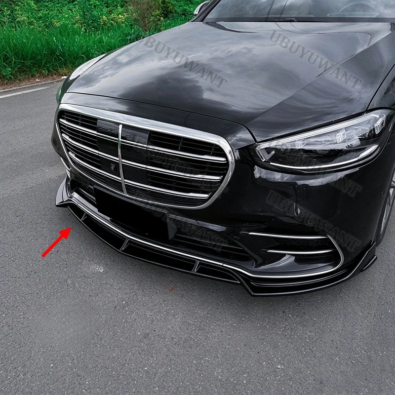 For Benz S-Class W223 A M G Line 2021-2026 Car Front Spoiler Stable Car Front Bumper Lip Anti Scratch Decorative Kit
