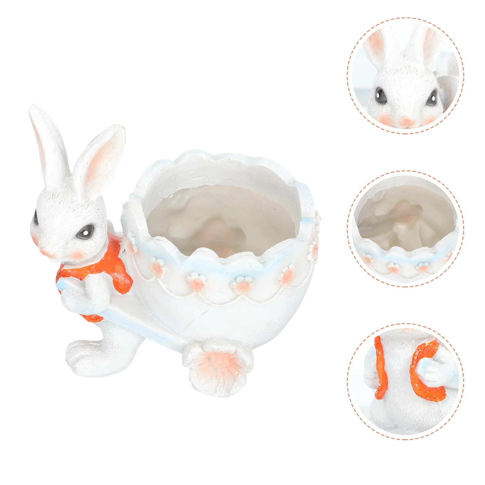 

Succulent Planting Pot Rabbit Design Ornament Premium Resin Material Lightweight Portable for Office Desk Window Sill Decor