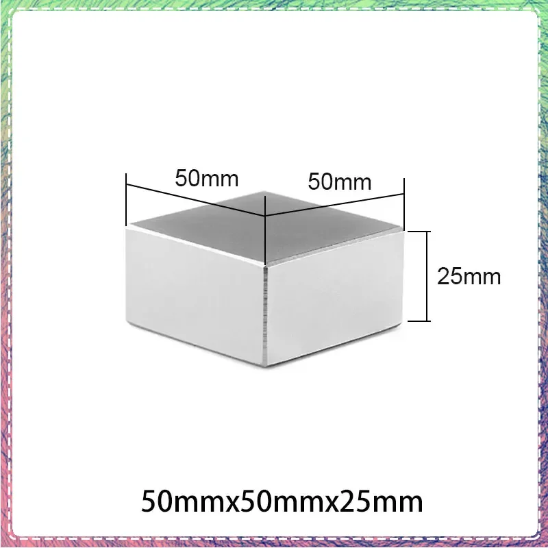 

50x50x25 мм неодимовый магнит N35 NdFeB Блок супер мощный сильный постоянный металлический земляной магнитный лист