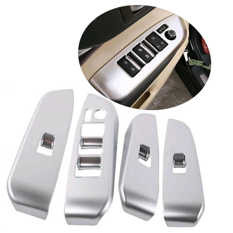 

4pcs ABS Chrome Matt Car Window Lift Decorative Panel for Toyota Highlander 2014 2015 2016 Car decoration accessories