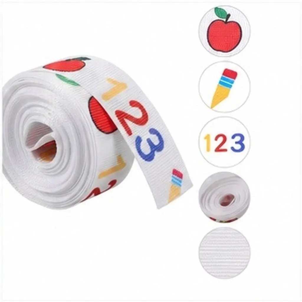 1 Roll Ribbed Ribbon Back to School Patterns Cute Design for DIY Crafts Gift Wrapping Decorative Ribbon for Flowers Wedding