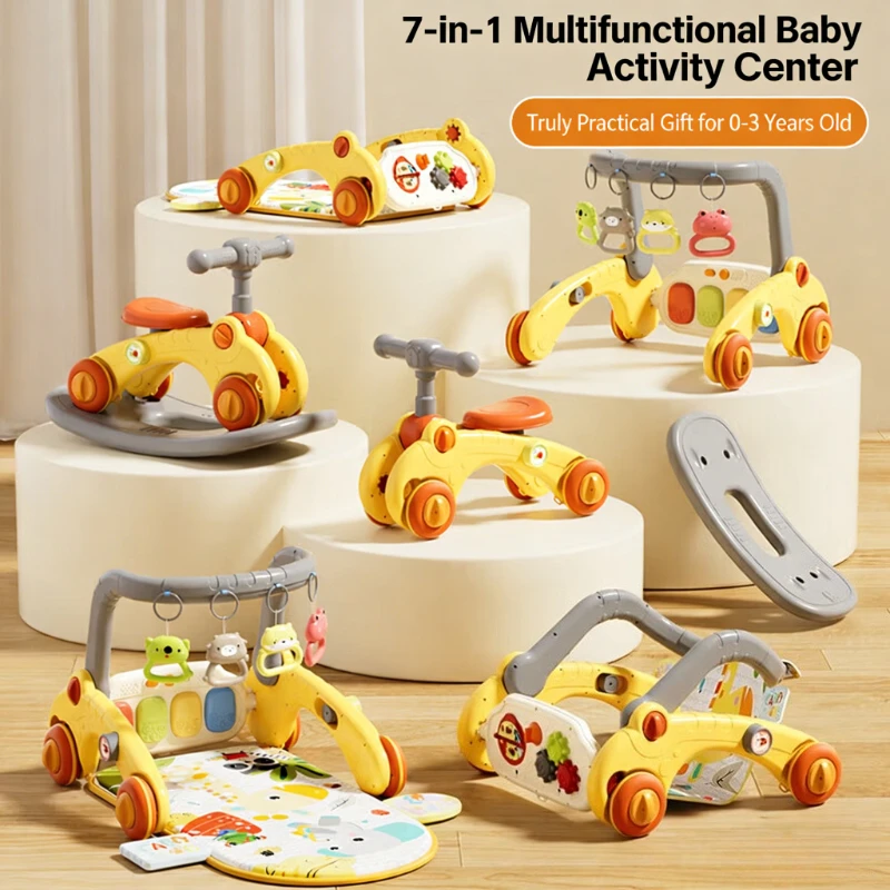 7-in-1 Baby Activity Center: Multifunctional Playmat with Pedal Piano, Walker Frame & Learning Toys for Early Infant Development