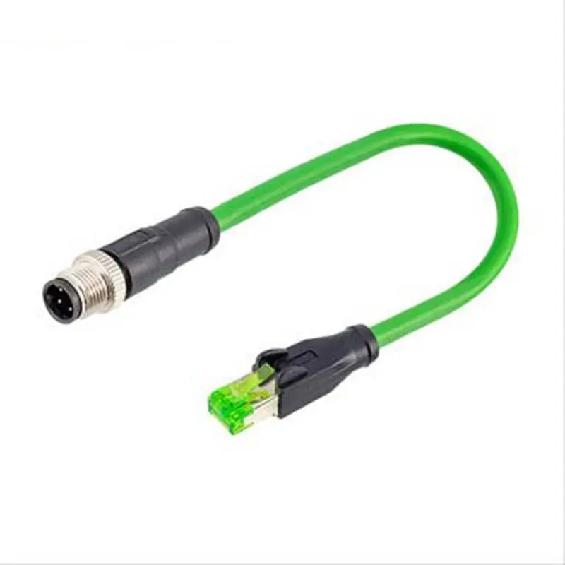 M12 4Pin D Code to RJ45 Connector Cable Female Male Wire Connector Profinet Cord Cat Ethernet Line for Router Switch Servo Motor