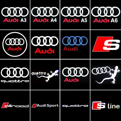 아우디 A5 A6 C5 C6 A3 A4 B5 B6 B7 B8 A7 A8 Q7 Q5 Q3 RS TT Sline 콰트로 로고 프로젝션 램프용 2/4P LED 자동차 도어 웰컴 라이트