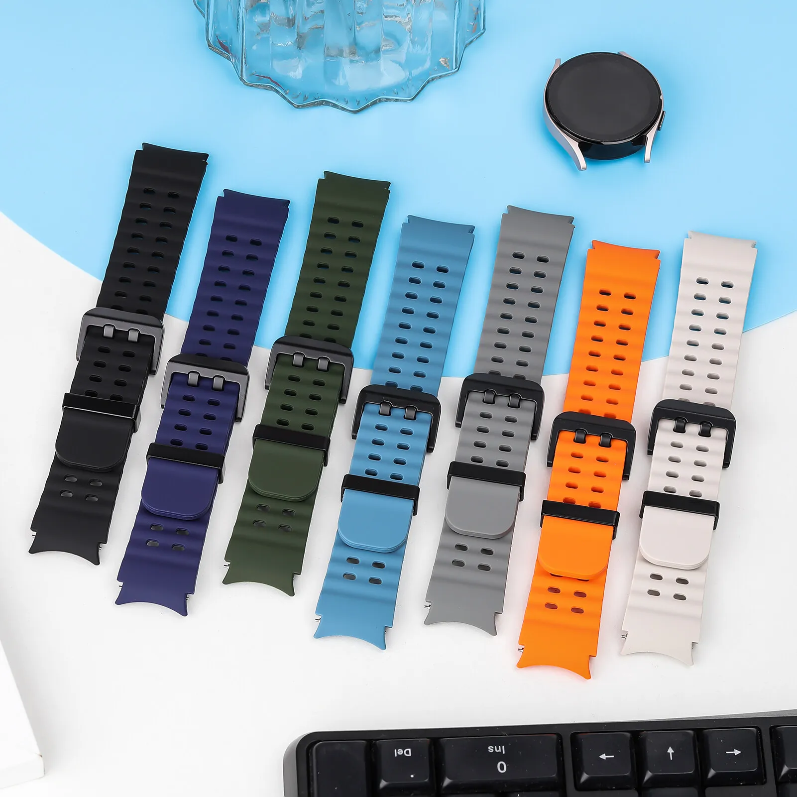 No Gaps Silicone Strap for Samsung Galaxy Watch 7 6 5 4 FE 40mm 44mm/4 6 Classic/5 Pro Sport Bracelet Galaxy Watch 7 Band 44 mm image 2