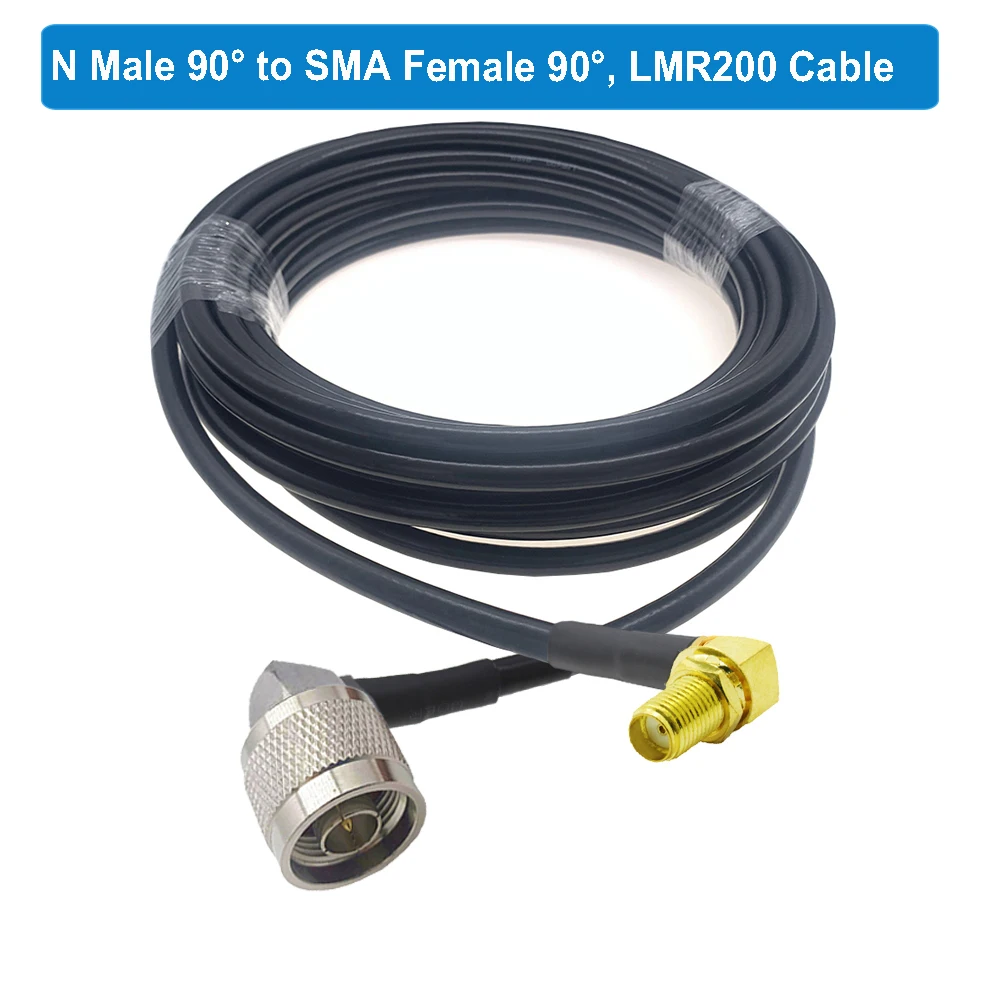 LMR200 SMA-Stecker auf N-Stecker, rechtwinkliger Koaxialkabel-Jumper mit geringem Verlust für 4G LTE Wireless Router Gateway Cellular ADS-B Radio