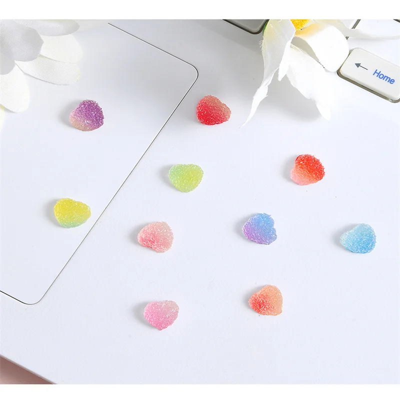 50pcs niedliche Simulation Liebe Herz weiche Süßigkeiten Flatback Harz Cabochon Sammelalbum Zubehör DIY Nail Art Telefon Dekoration Material