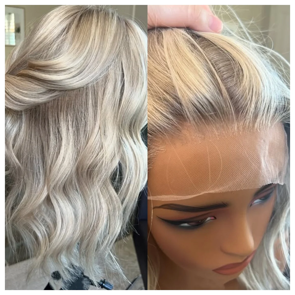 

White Platinum Streaks Lace Front Wig Body Wavy Synthetic Wig with Dark Roots Wig Soft Hairline Heat Resistant Wig With Cosplay