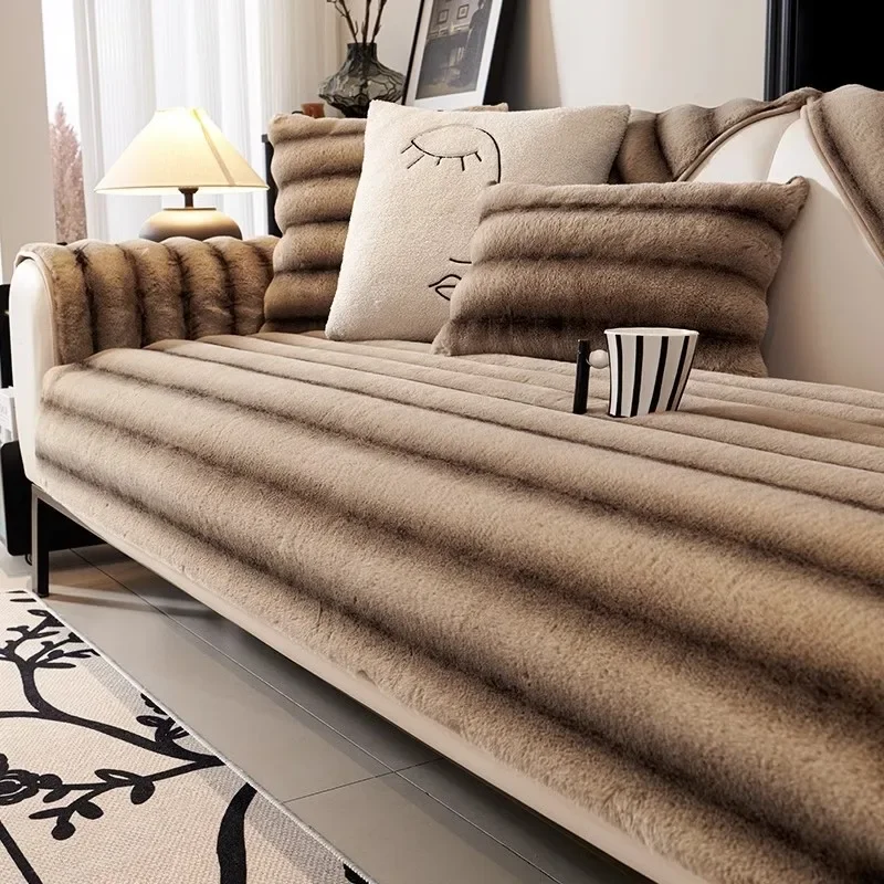 

Light Luxury Thicken Plush Sofa Covers Soft Non-slip Sofa Towel Couch Cover L-shaped Universal Sofa Protector Cover Living Room