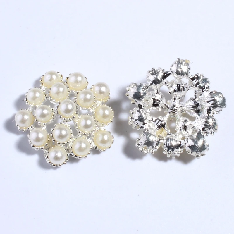 10PCS 20MM Fashion Pearl Metal Buttons For Clothing Sparking Alloy Button For Wedding Invitation