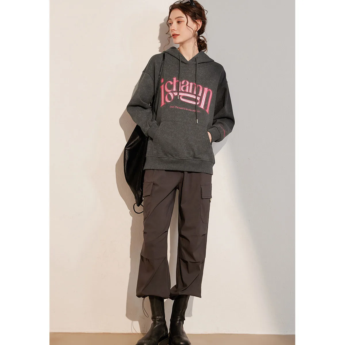 LOUISYAO Three-dimensional Printed Long Sleeved Hoodies 2025 Autumn Patterned Hooded Sweatshirt Chic Street Loose Tops