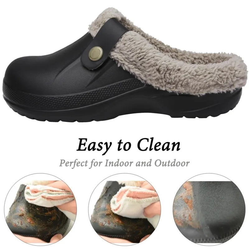 Women's winter fur-lined clogs with fuzzy warm lining