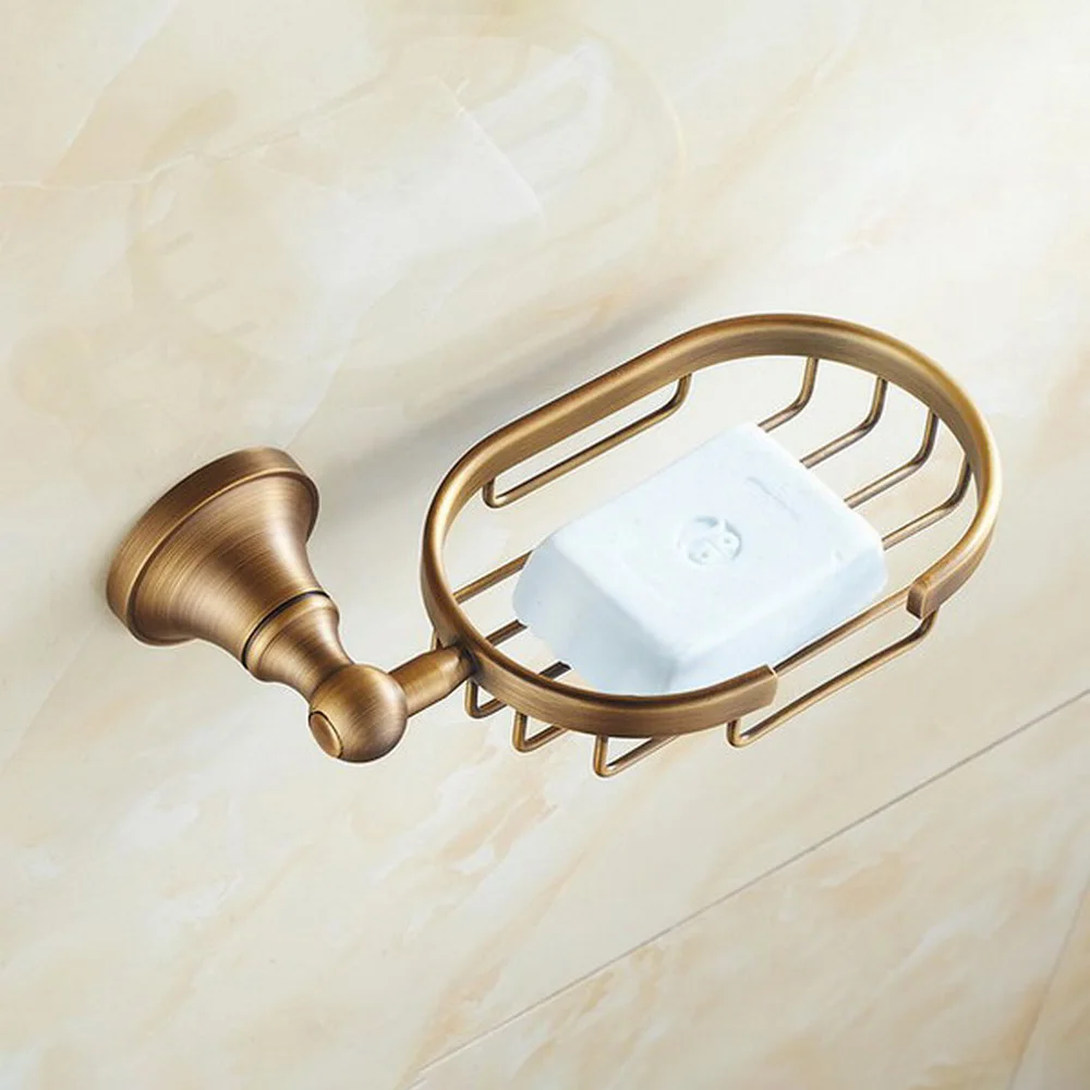 

Bathroom Accessory Antique Brass Wall Mounted Bathroom Soap Basket Dish Holder mba080