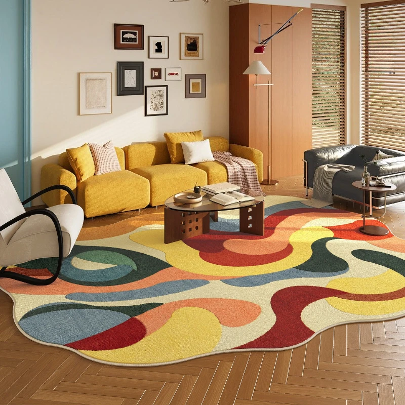 Dopamine Color Bedroom Decor Creativity Carpet Irregular Shape Carpets for Living Room Washable Bedside Floor Mat Anti Slip Rug