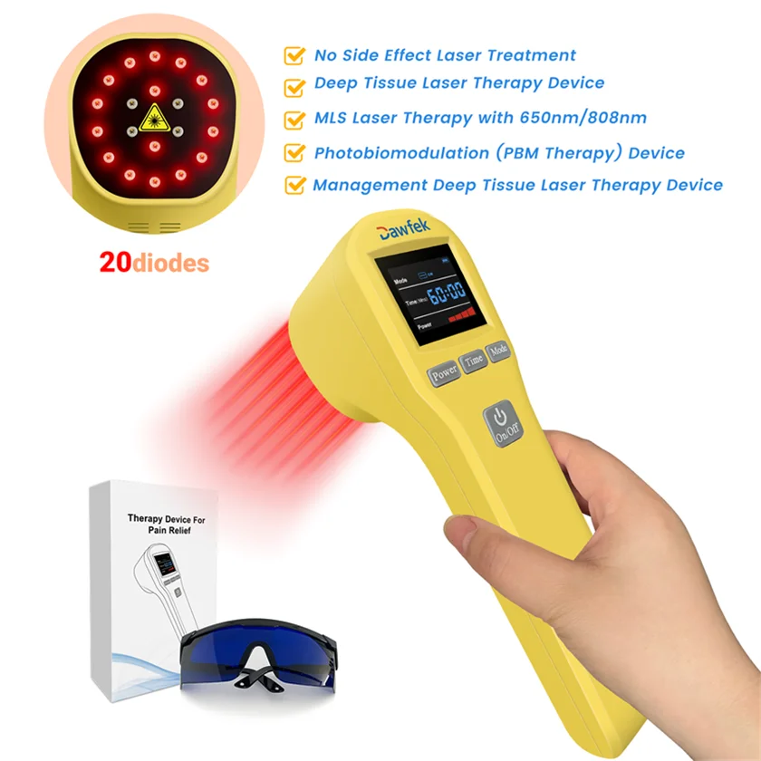 

Dawfek Red Light Physiotherapy Massage Device 650nmx16+808nmx4 Laser Treatment for Wrist Pain Muscle Strain Frozen Shoulder