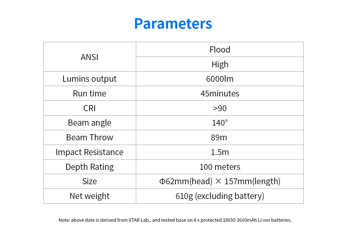 Imagem -06 - Xtar Super Brilhante Lanterna de Mergulho Impermeável Ip68 Luz Profissional Pcs 18650 3600 Li-ion Battery D30 6000lm