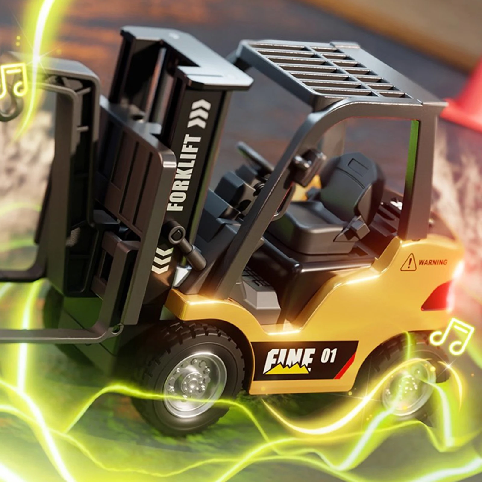 1/64 RC Construction Vehicles Rechargeable Remote Controlled Alloy Forklift Toy Car Model 2 in 1 Transformable Lift Fork & Hook