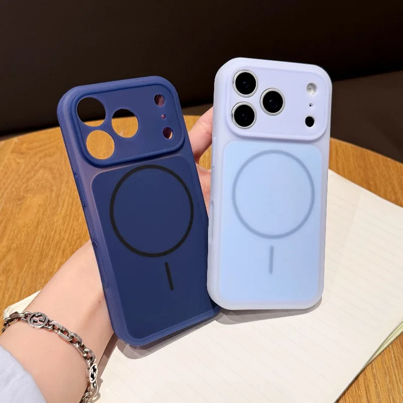 Luxuriöse Flüssig-Magnet-Handyhülle für iPhone 17 16 15 14 13 18 Pro Max für Magsafe, matte Linsenschutzfolie mit Trageband, weiche Hülle – Detail 3