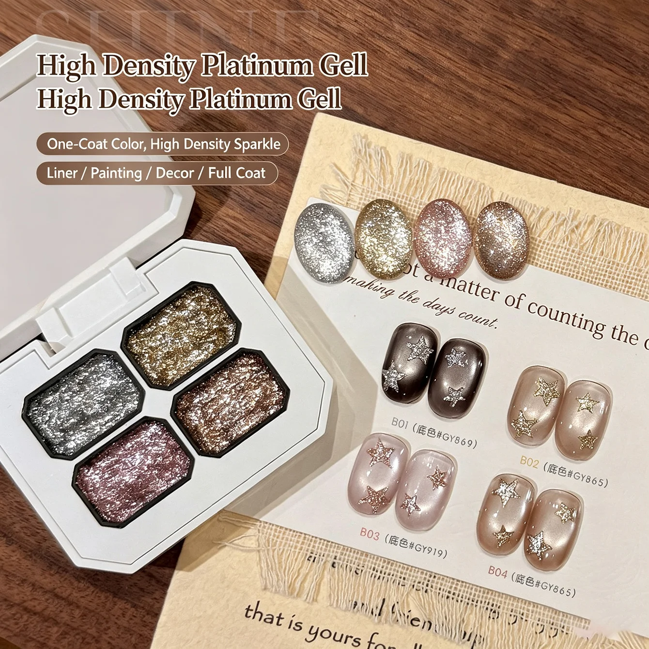 4-Pane Platinum Stamping Patting Gel 2026 High-Density Sparkle No-Wipe Outline Line Art Salon DIY LED Cured