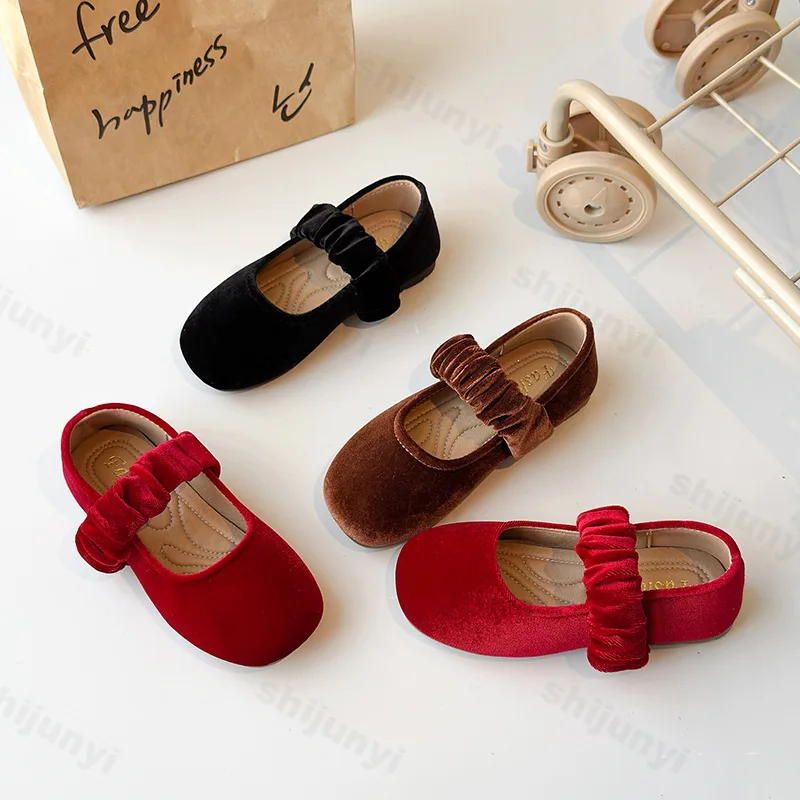 

Girl Princess Shoes Spring Fashion Baby Velvet Non-slip Ballet Flat Shoes Lightweight Comfortable Soft Sole Outdoor Casual Shoes