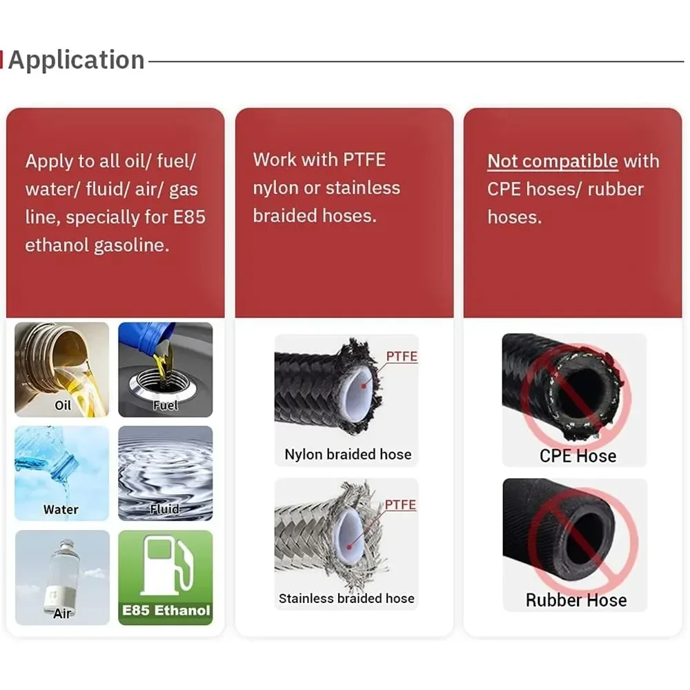 Универсальный поворотный фитинг шланга AN4/6/8/10/12 для масла и топлива, прямой 0 ° /45 ° /90 ° /120 ° /180 °   Адаптер степени для поворотного фитинга из ПТФЭ