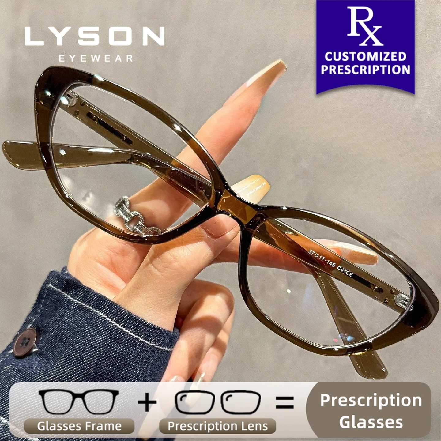 

LYSON Cat Eye Myopia Prescription Optical Eyeglasses Women Anti Blue Light Photochromic Glasses Anti Reflection Reading Glasses
