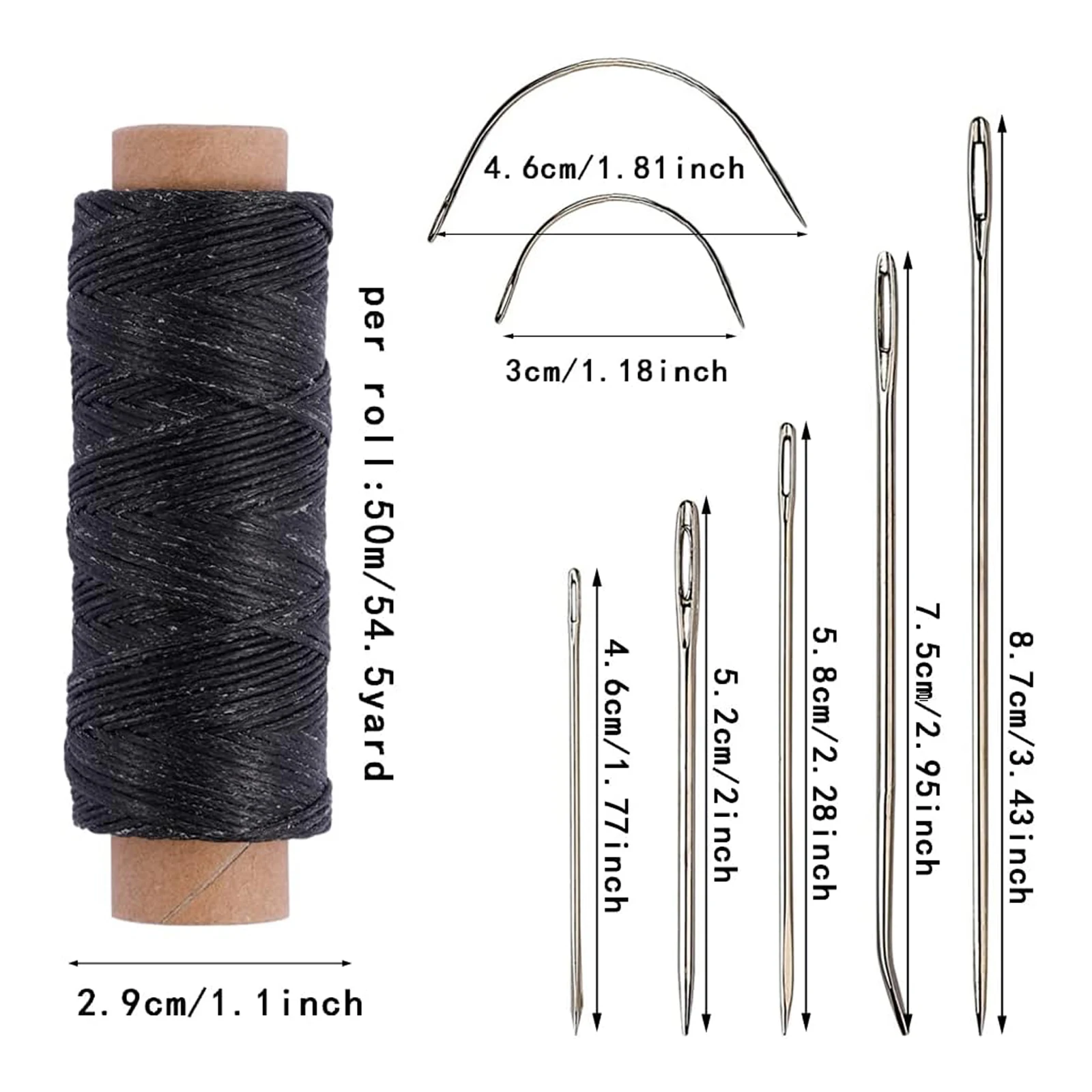 Yards Waxed Thread with 7 Pcs Leather Needles for Hand Sewing 150D Repair Needles for Upholstery Canvas Bags Sofa Furniture