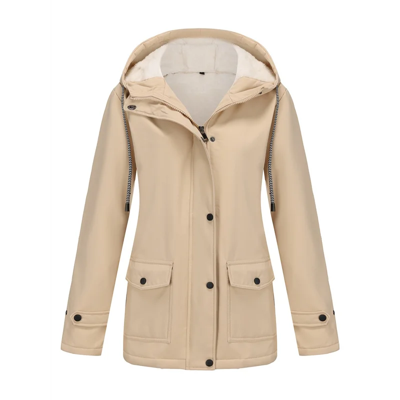 

Women Waterproof Rain Jacket, Hooded Windbreaker Trench Coat For Hiking Travel Outdoor