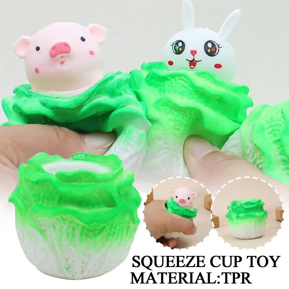 

Cabbage Rabbit&Pig Cup Squeeze Toys Cute Cartoon Stress Gifts Pinching Antistress Kids Toys Relief Toy Fidget Children Sens T6U9