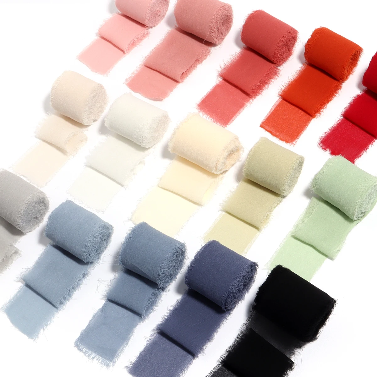 5M/Rolle Buntes Chiffonband Handgefertigte Bänder mit Gerissenen Kanten für Schleifen, Blumensträuße, Geschenkverpackungen, Weihnachtsfeierdekoration – Detail 7