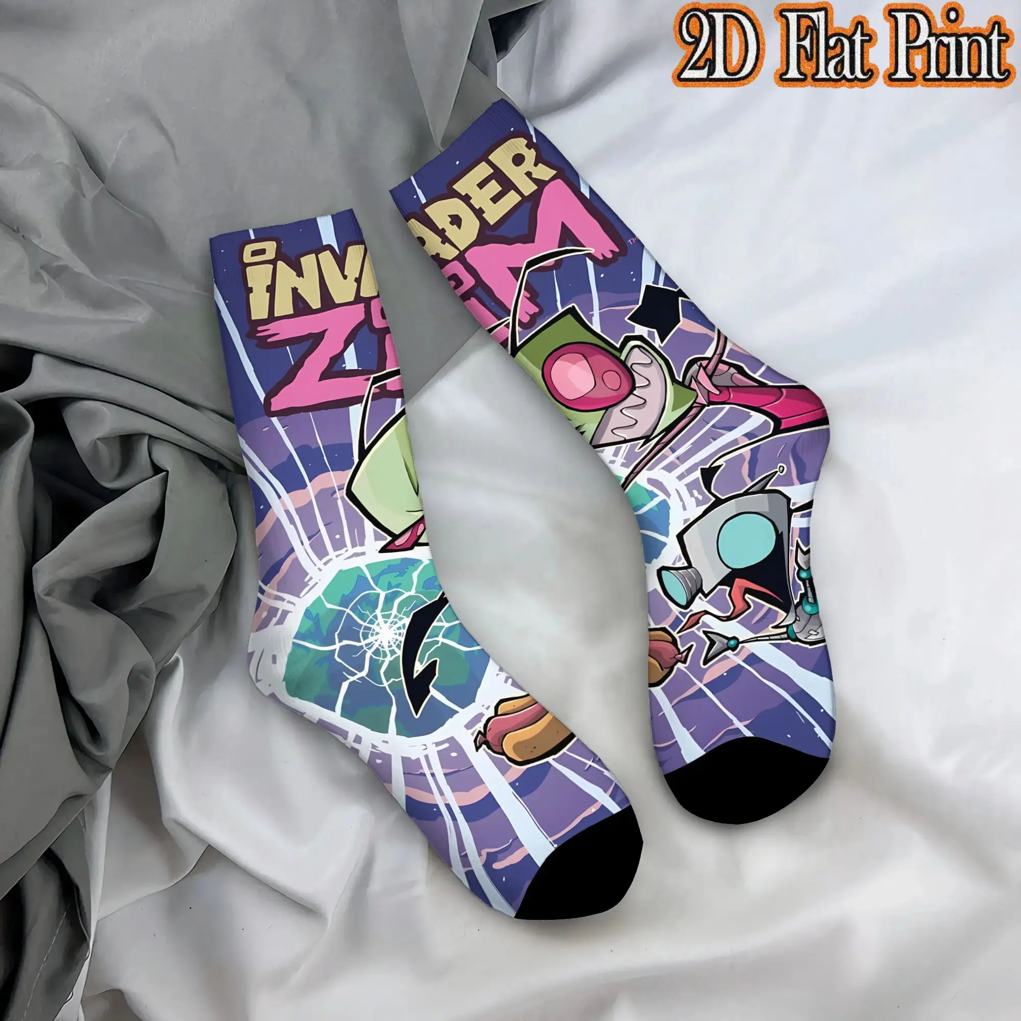 Fashion Vintage Invader Zim Anime  Men's  Mid-calfSock Unisex  Funny Mid-Calf Socks