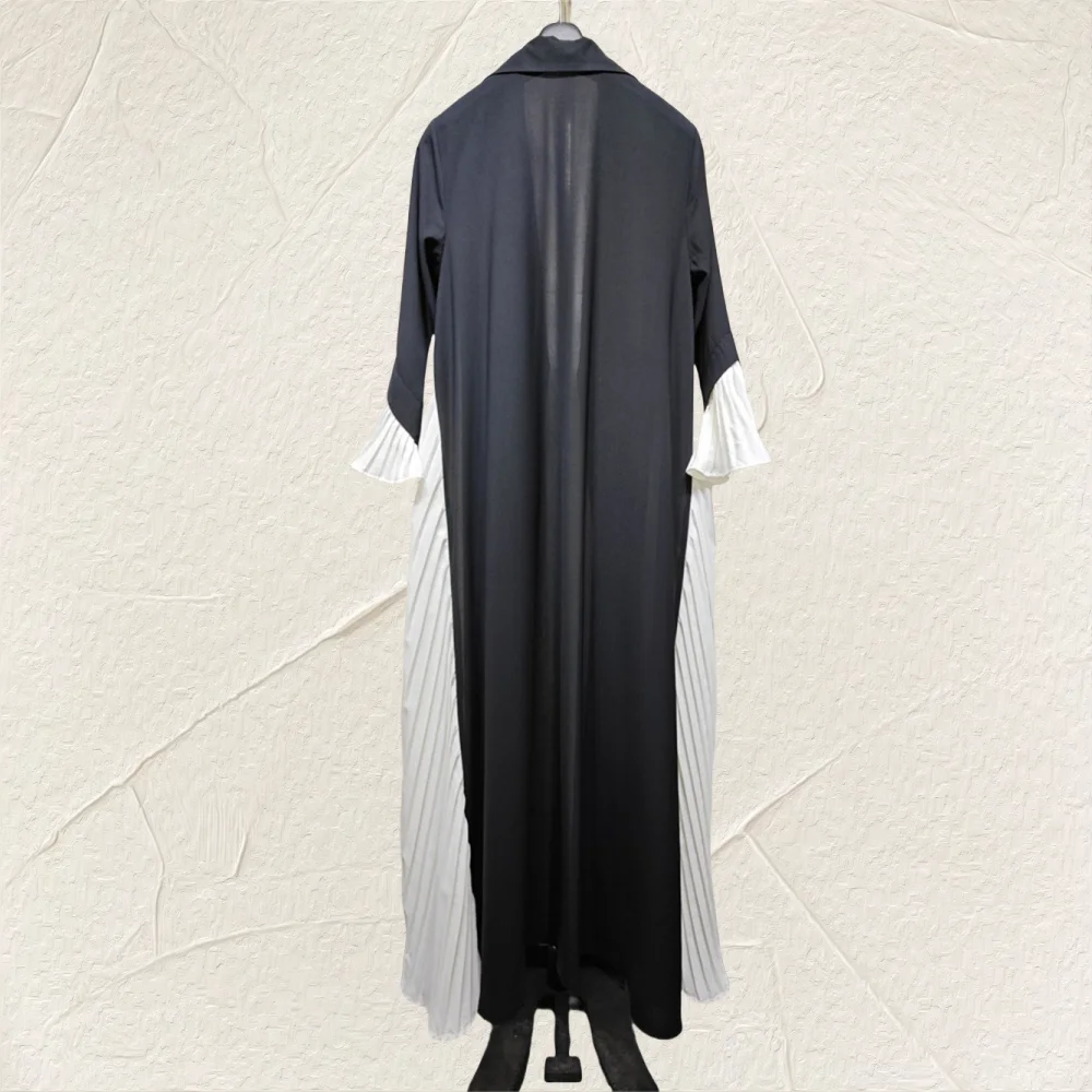 2024 New Flower Linen Open Abaya Dubai Muslim Women Coat Türkiye Elegant Cardigan Gown Arabic Modest Black Dress Islam Clothing