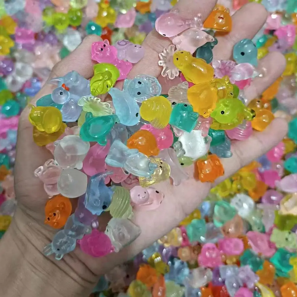 

50-250 шт. светящиеся в темноте мини-сумки из смолы с животными и грибами, сказочный садовый декор, микропейзаж, подарок на день рождения, сюрприз