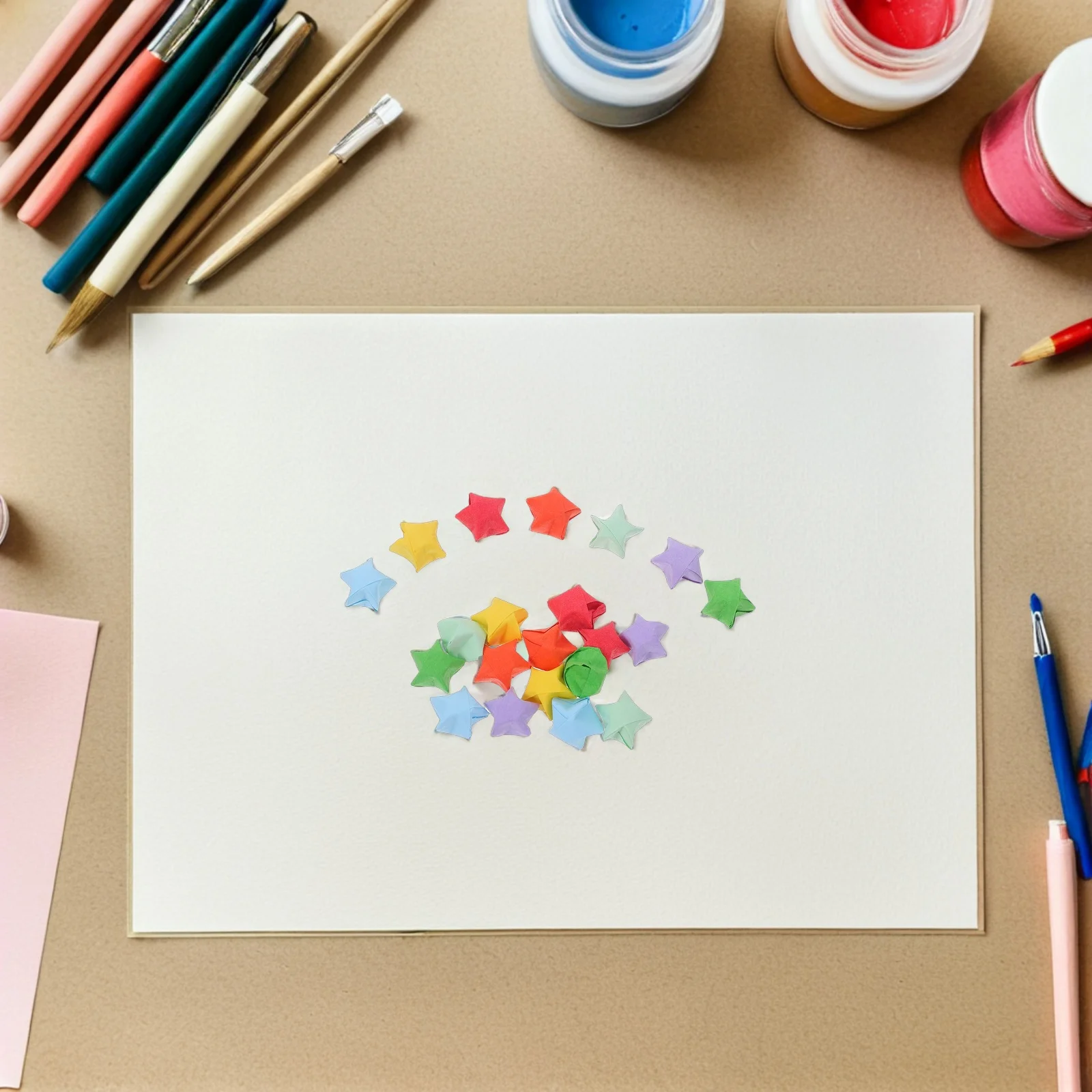 4050Pcs Origami Star Paper Strips Double Sided Gradient Color Pastel Iridescent for Crafting Home Office Decor