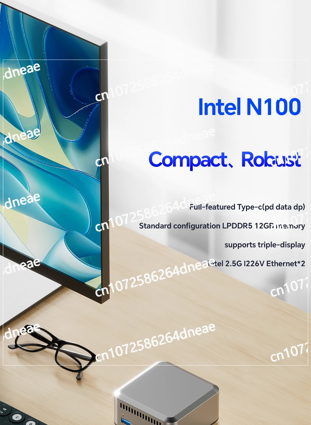 M.2 2242 NVMe SSD 2.5G Lan X2 شاشة عرض ثلاثية الجيب كمبيوتر صغير SZBOX N1 PRO Intel N100/N150 كمبيوتر صغير Windows 11 DDR5 4800Mhz