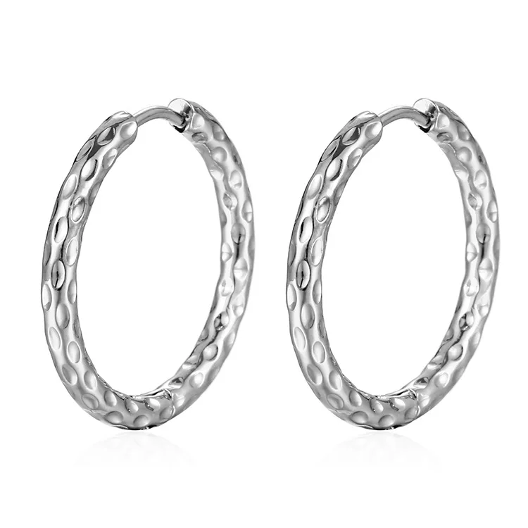 Titanium Stainless Steel Hoop Earrings Reticulate Rhombus Hoops Earrings For Women & Men Jewelry