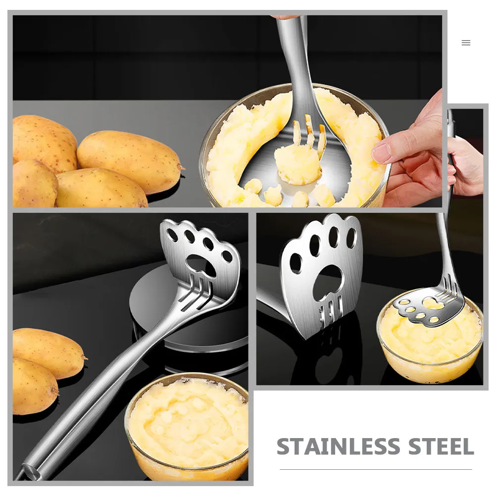 

Прочная картофелемялка из нержавеющей стали, ручная, для приготовления пюре, кухонный инструмент, пресс для овощей, многоразовая